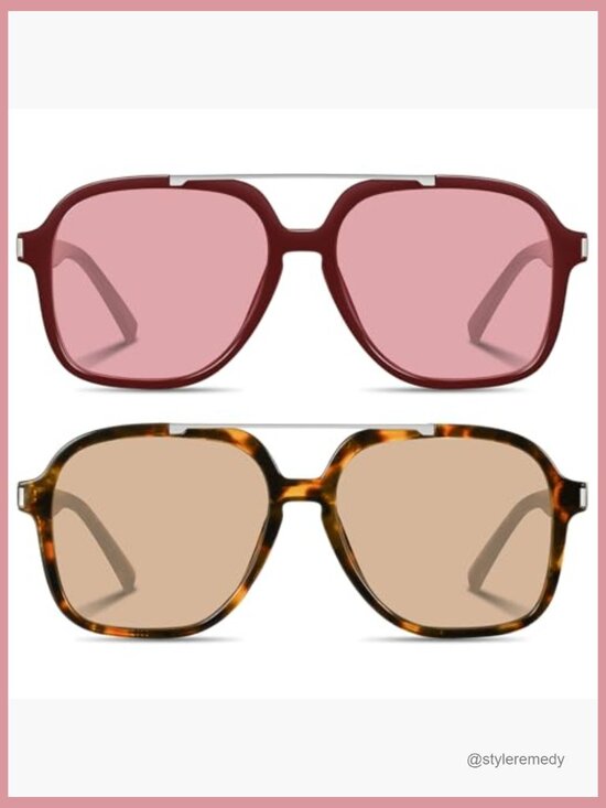 Retro Aviator Sunglasses Square 70s Vintage Lightweight UV Protection main image 5